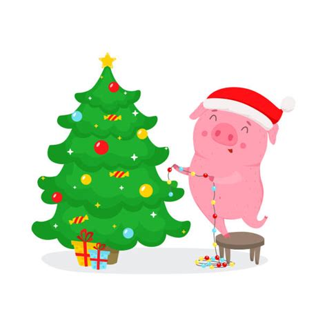 Royalty Free Christmas Pig Clip Art, Vector Images & Illustrations - iStock