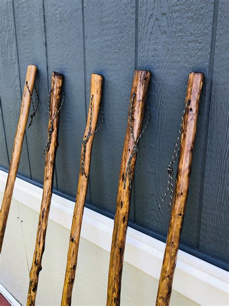 Cedar Walking Stick Hiking Staff Wood Cane stained and sealed | Etsy