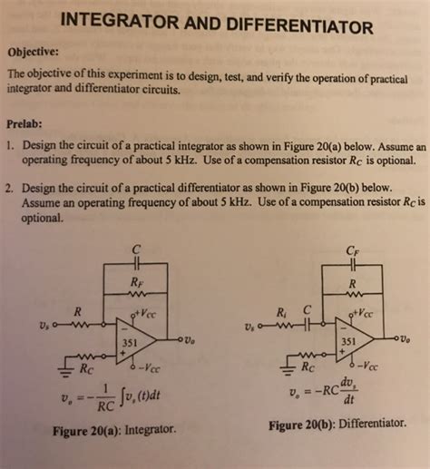 Solved: INTEGRATOR AND DIFFERENTIATOR Objective: The Objec... | Chegg.com