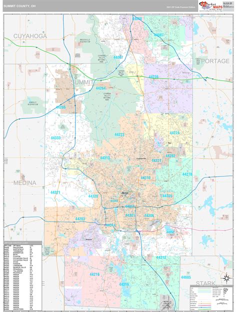 Summit County Wall Map Premium Style