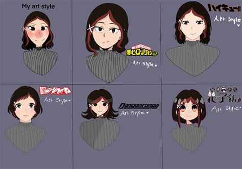 Drawing in different anime art style by realMelodysnowflake on DeviantArt