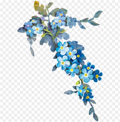 Download forget me nots - blue watercolor border flowers png - Free PNG ...