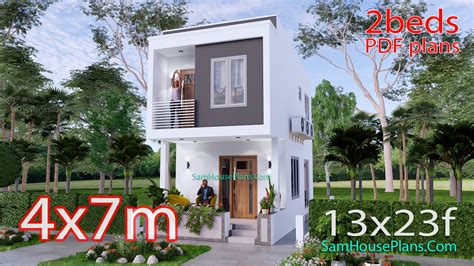 Small House Design 4x7 Meter 56sqm 2 Bedrooms - SamHousePlans