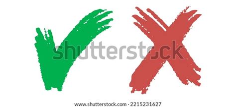 Hand Drawn Green Check Mark Red Stock Vector (Royalty Free) 2215231627 ...