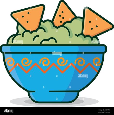 Bowl of Guacamole with tortilla chips isolated vector illustration Stock Vector Image & Art - Alamy