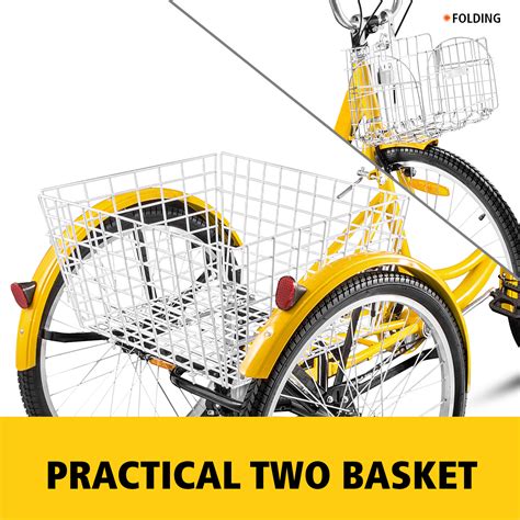 24" Adult Tricycle 3-Wheel 7 Speed Bicycle Trike Double Basket 330LBS ...