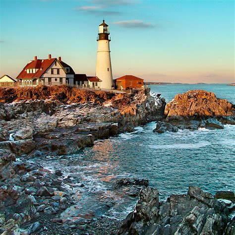 portland headlight lighthouse sunset maine seascape