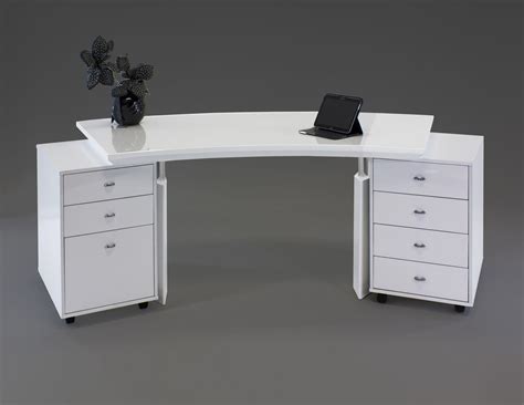 Ultra Modern White Lacquer Executive Desk with Three Drawers - OfficeDesk.com