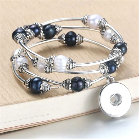 Aliexpress.com : Buy Pearl Snap Bracelet&Bangles 18mm Snap Button Elasticity Bracelet Snap ...