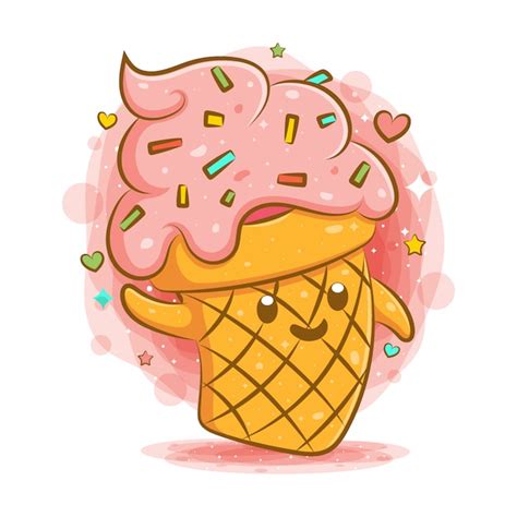 Premium Vector | Cute ice cream kawaii cartoon character