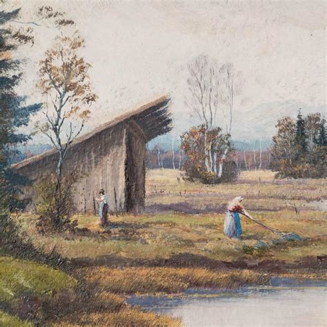 Early 20th Century Vintage Signed German Landscape Oil Painting For Sale at 1stDibs