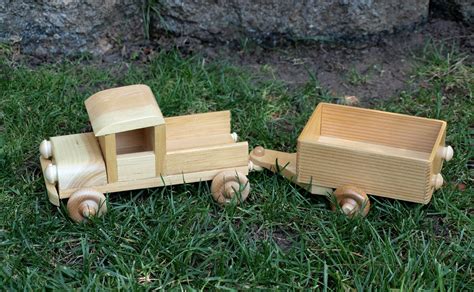 Children's Wooden Toy Truck with Trailer Eco Friendly