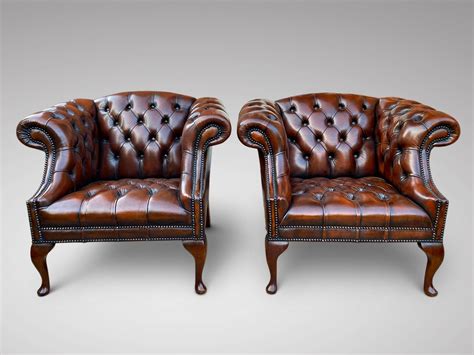 SOLD/ANTIQUE PAIR OF LEATHER CHESTERFIELD ARMCHAIRS - Antique SOLD GALLERY