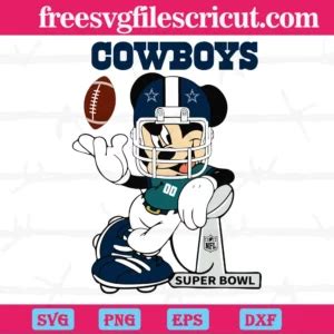 Mickey Mouse Dallas Cowboys Super Bowl, Graphic Design - free svg files ...