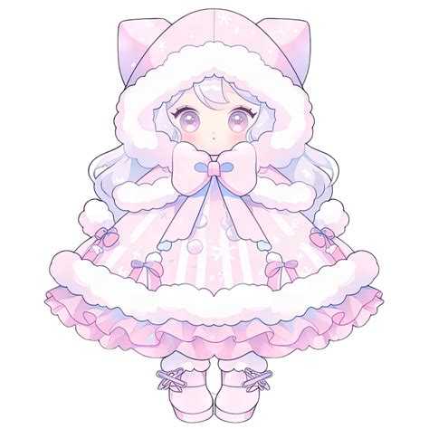 Pastel girl in winter outfit, Anime and Cartoon style, for decoration ...