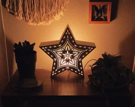 Star Night Light Laser Cut Wood Lantern Wooden Accent Lamp | Etsy Led Light Bulb, Led Bulb ...