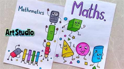 two posters with different colored objects on them and the words, maths art studio