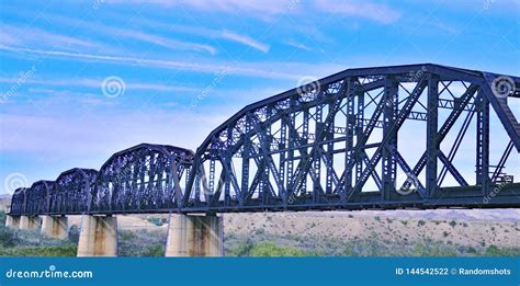 Details of Steel Railroad Bridge Over Colorado River Stock Photo - Image of bridge, clouds ...