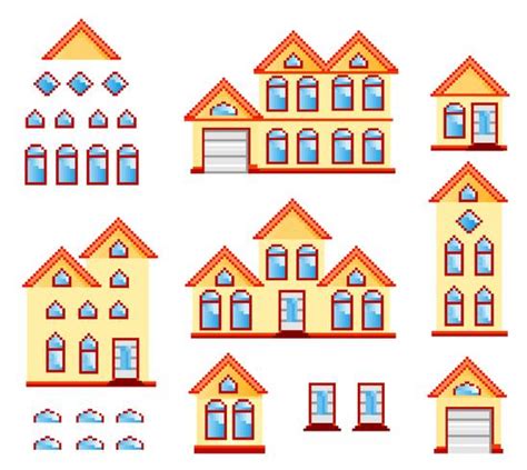 Pixel Art Houses 532617 Vector Art at Vecteezy