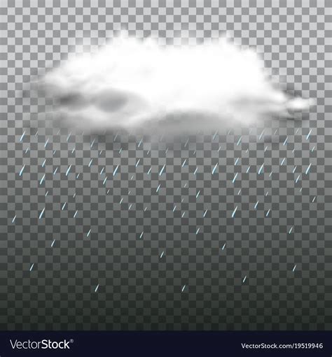 Dark cloud and rain on transparent background Vector Image