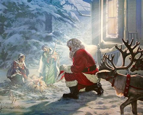 Kneeling Santa Painting at PaintingValley.com | Explore collection of Kneeling Santa Painting