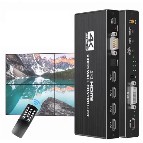 4K HDMI Video Adapeter 2x2 HDMI DVI Video wall Processor multi video screen processor splicer ...