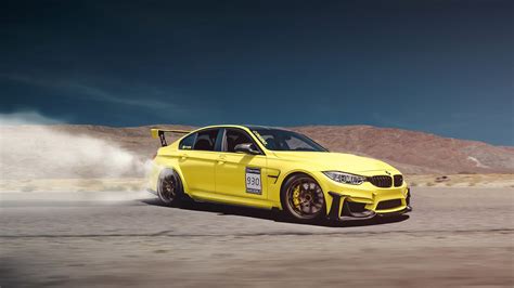 Yellow sedan, car, wheels, BMW, drift HD wallpaper | Wallpaper Flare