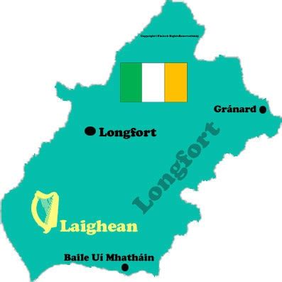 Longford county map with towns and flag