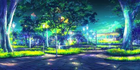 anime background of a park at night, award - winning | Stable Diffusion