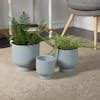 Litton Lane 9 in., 8 in. and 6 in. Small Light Blue Ceramic Planter with Linear Grooves and ...