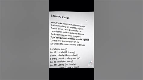 lonely lyrics - YouTube