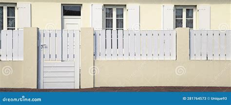 White PVC gate and fence stock image. Image of ornament - 281764573