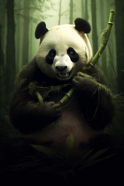 Panda gigante comiendo bambú | Foto Premium