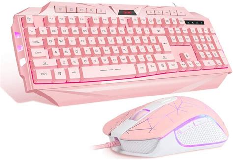 Pink Gaming Keyboard & Mouse Combo MageGee GK710 Wired Backlight ...