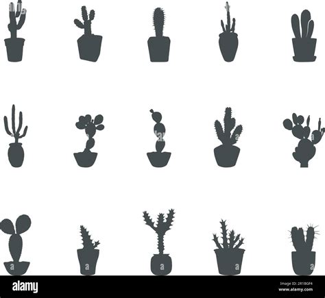 Cactus tree silhouette, Cactus silhouette, Cactus plants silhouette, Cactus tree vector Stock ...