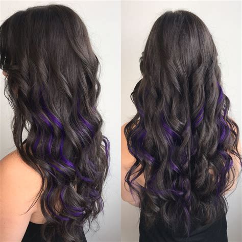 Brown Hair With Purple Peekaboo Highlights