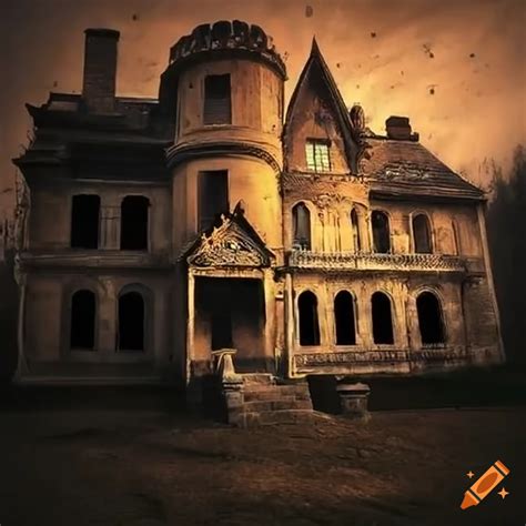 Image of a creepy manor in a valley on Craiyon