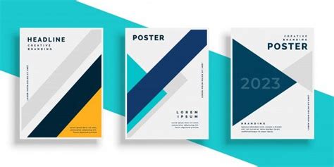 Free Vector | Geometric book cover flyer designs set | Flyer design, Business brochure design ...