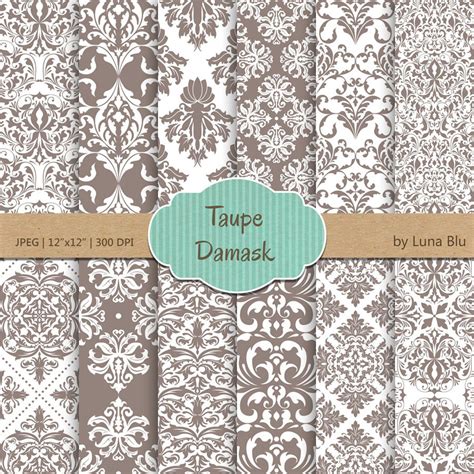 Taupe Digital Paper: taupe Damask Patterns Neutral - Etsy