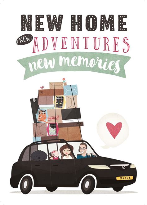 Moving Papercraft New Home New Adventures New Memories Illustration Moving Card | Moving cards ...