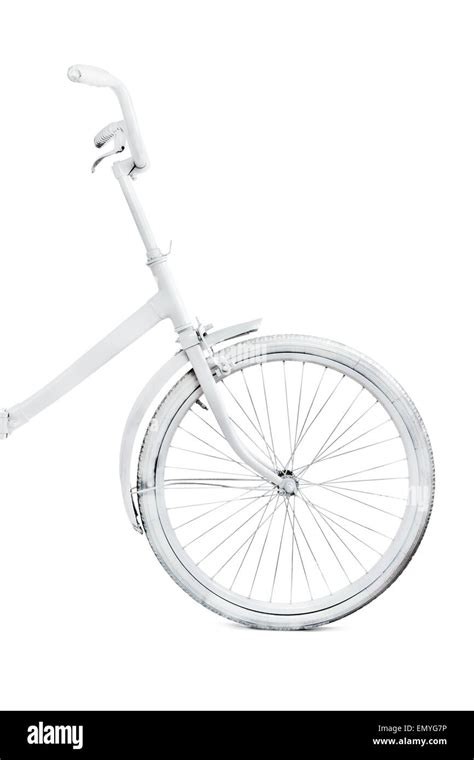 White vintage bike isolated on white background Stock Photo - Alamy