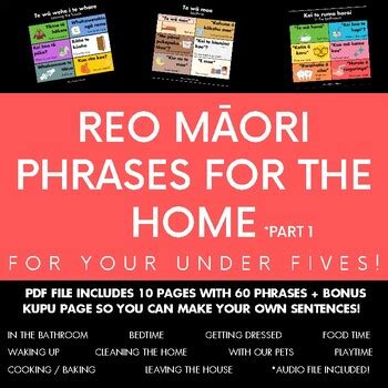 Te reo Māori phrases for AT HOME with under five's! by Te Reo Māori journey