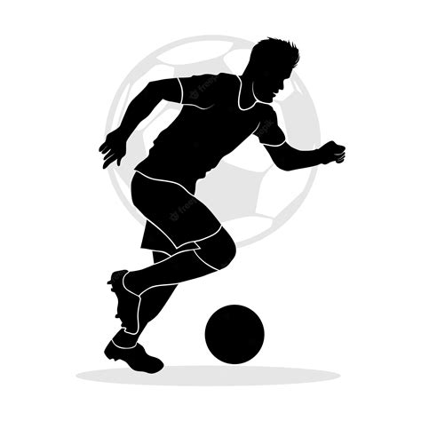 Premium Vector | Male soccer player running and dribbling a ball. vector silhouette illustration