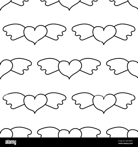 heart wings flying pink blue valentines day love relationship pattern line Stock Vector Image ...
