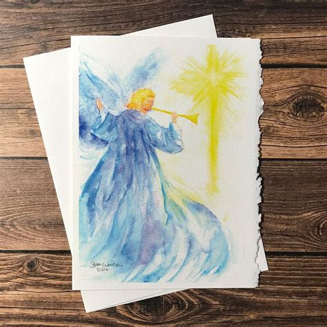 Angel and Star Watercolor Christmas Card Set in 2021 | Watercolor ...