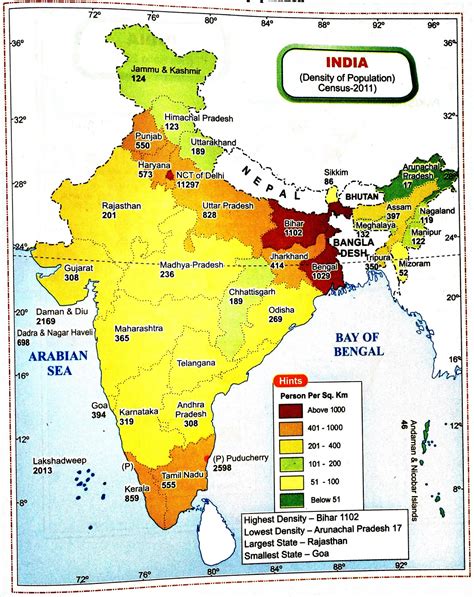 India Map - Population Density, Sex Ratio Census 2011, Annual Rainfall ...