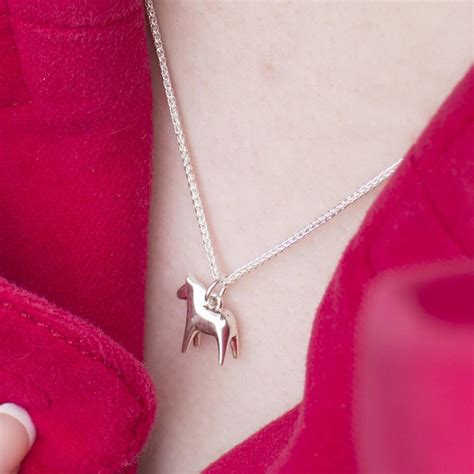 Sterling Silver Small Scandi Dala Horse Pendant By Alison Moore Designs