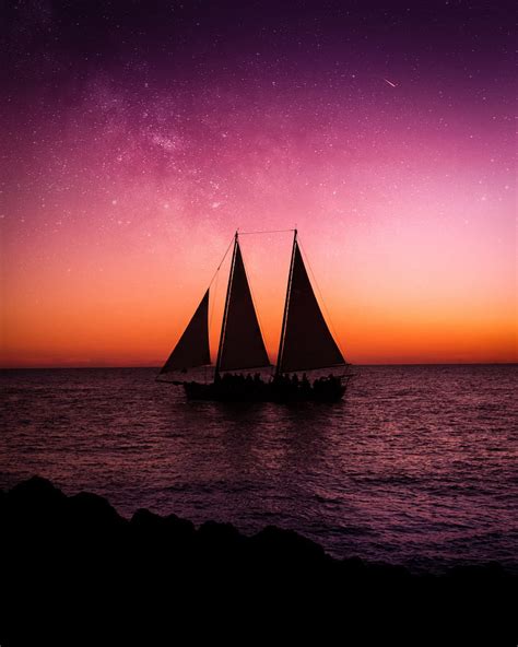 Ship, sailboat, sea, dusk, dark, HD phone wallpaper | Peakpx