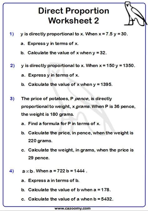 Direct Proportion | Proportions worksheet, Math worksheet, Worksheets