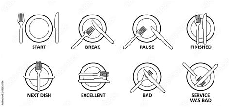 The language of cutlery, eating rules. Dining etiquette at the table. Cutlery etiquette. Plate ...